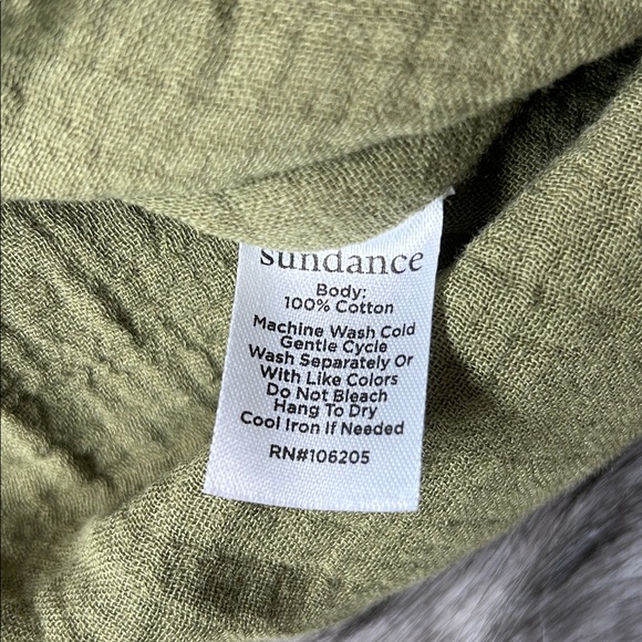 NWT Sundance Mona Gauze Camp Shirt Olive Short Sleeve Button Down Cotton Small - Picture 7 of 7